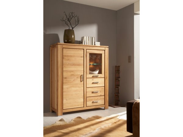 Komoda z dubového masivu - FARO komoda s vitrínkou (typ 45)