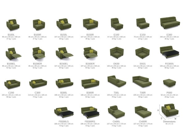 Rohová sedací souprava FABIEN v odolném potahu Aquaclean