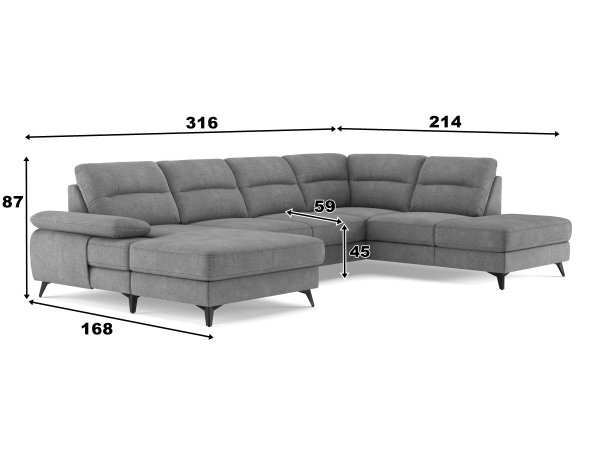 Rohová rozkládací sedací souprava do tvaru U FLAVIA