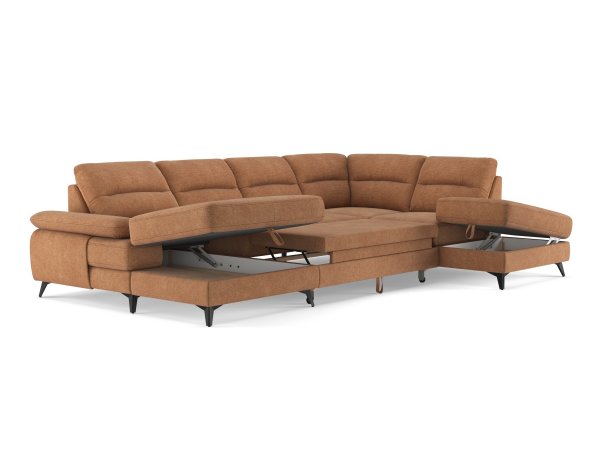 Rohová rozkládací sedací souprava do tvaru U FLAVIA