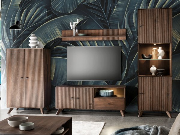 Televizní stolek z masivu I ALVIK buk olejovaný v barvě tabáku