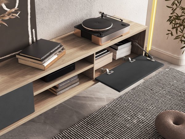 Závěsný televizní stolek FRIDA typ 40 délka 180 cm dub/antracit