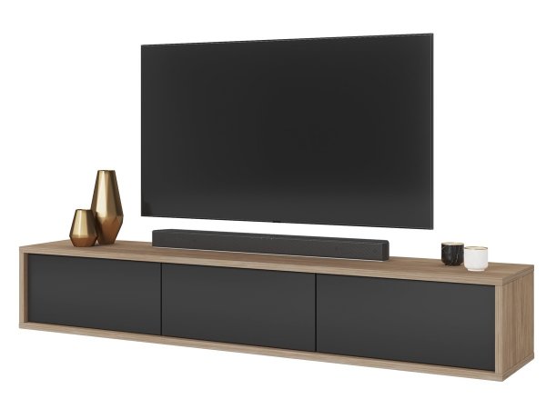 Závěsný televizní stolek FRIDA typ 38 délka 180 cm dub/antracit