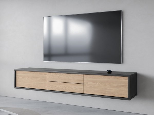 Závěsný televizní stolek FRIDA typ 39 délka 180 cm dub/antracit