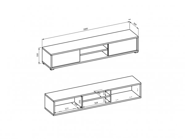 Televizní stolek FRIDA typ 40 délka 180 cm dub/antracit
