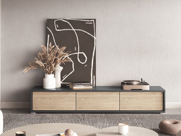 Televizní stolek FRIDA typ 38 délka 180 cm antracit/dub