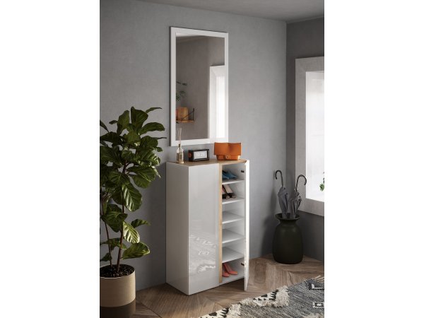 Zrcadlo do předsíně FRAME (typ 409089-70) bílý lesk/dub Cadiz