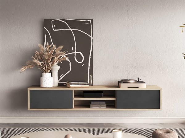 Závěsný televizní stolek FRIDA typ 40 délka 180 cm dub/antracit