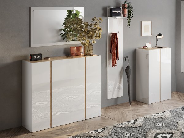 Zrcadlo do předsíně FRAME (typ 409089-70) bílý lesk/dub Cadiz