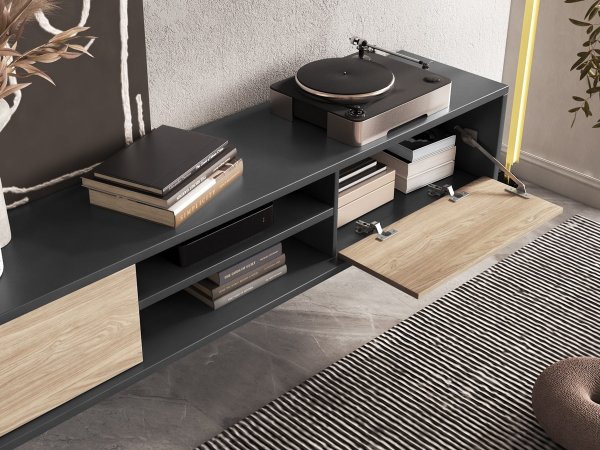 Závěsný televizní stolek FRIDA typ 40 délka 180 cm dub/antracit