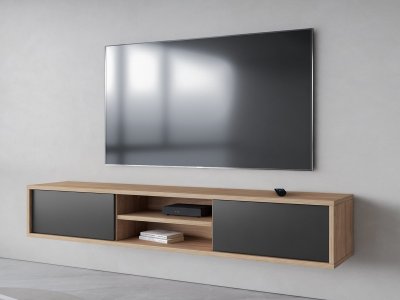 Závěsný televizní stolek FRIDA typ 40 délka 180 cm dub/antracit