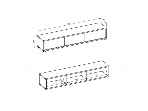 Televizní stolek FRIDA typ 38 délka 180 cm antracit/dub