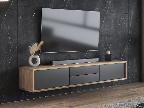 Závěsný televizní stolek FRIDA typ 39 délka 180 cm dub/antracit