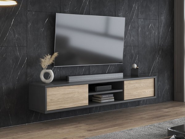 Závěsný televizní stolek FRIDA typ 40 délka 180 cm dub/antracit