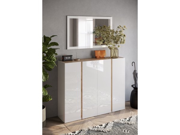 Nábytek do předsíně FRAME bílý lesk/dub Cadiz