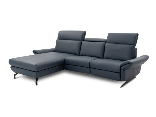 Kožená rohová sedací souprava TRAPANI s motorovou funkcí TV