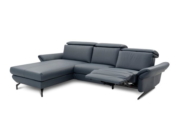 Kožená rohová sedací souprava TRAPANI s motorovou funkcí TV