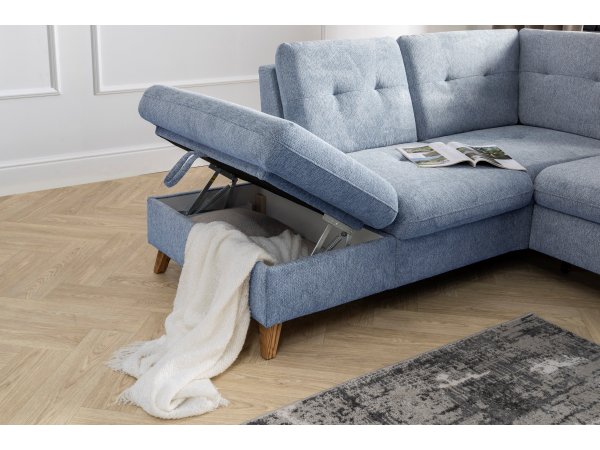 Rohová sedací souprava s nastavitelnou hloubkou sedáku HEDEN