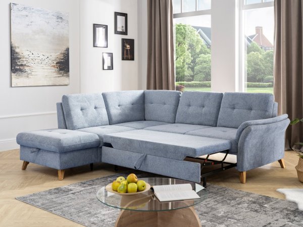 Rohová sedací souprava s nastavitelnou hloubkou sedáku HEDEN