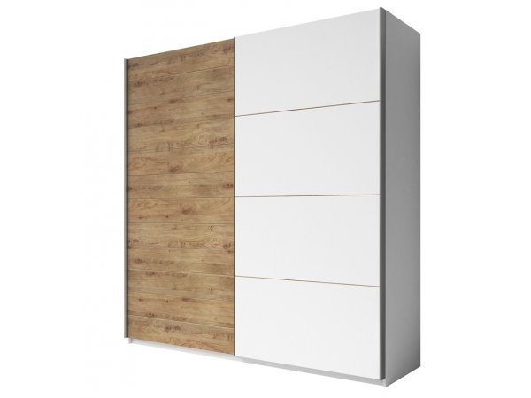 Šatní skříň s posuvnými dveřmi GALAXY bílá/dub Beaufort