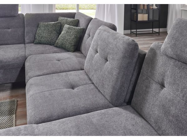 Rohová sedací souprava do tvaru U s nastavitelnou hloubkou sedáku HEDEN