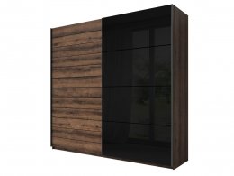 Šatní skříň s posuvnými dveřmi GALAXY dub Monastery/černý lesk