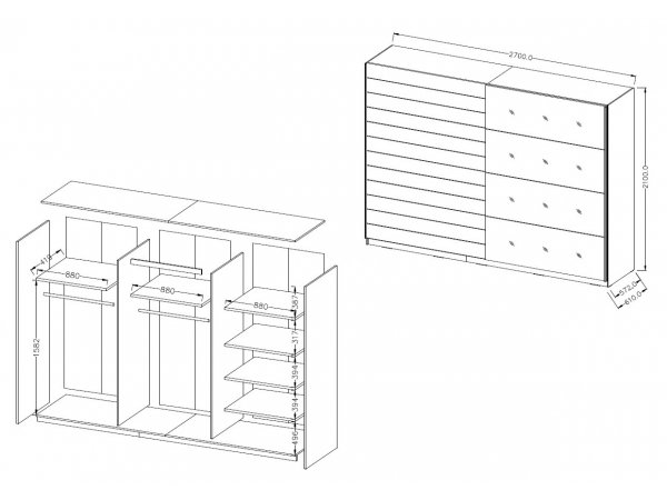 Šatní skříň s posuvnými dveřmi GALAXY dub Monastery/černý lesk