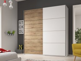 Šatní skříň s posuvnými dveřmi GALAXY bílá/dub Beaufort