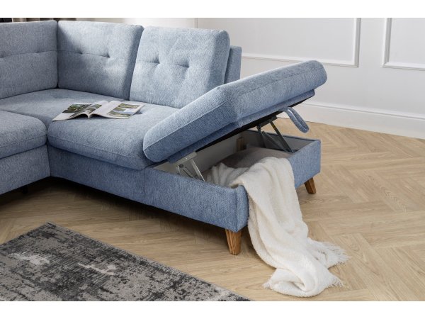 Rohová sedací souprava s nastavitelnou hloubkou sedáku HEDEN