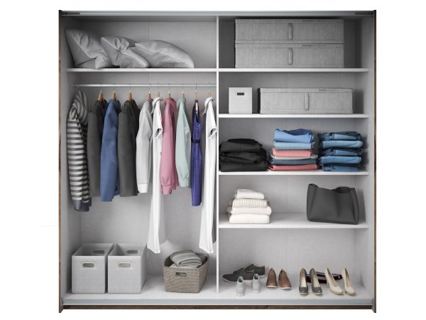 Šatní skříň s posuvnými dveřmi GALAXY dub Monastery/černý lesk