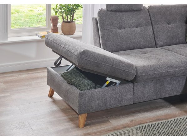 Rohová sedací souprava do tvaru U s nastavitelnou hloubkou sedáku HEDEN