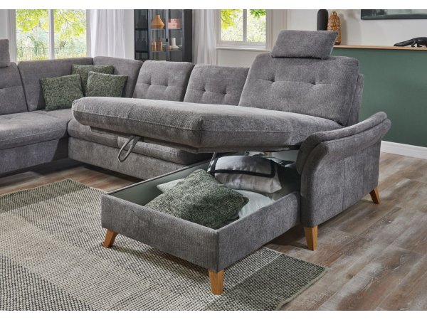 Rohová sedací souprava do tvaru U s nastavitelnou hloubkou sedáku HEDEN