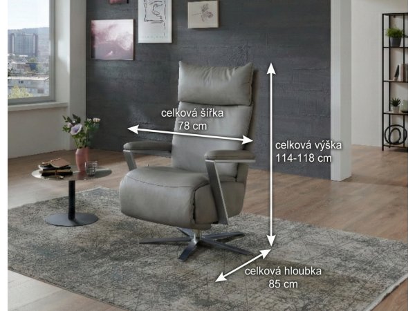 CONNECTION 3 LAZYLINE relaxační kožené polohovací křeslo, varianta 3