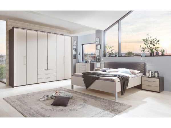 Moderní ložnice GLASGOW grafit / sklo šedý mat