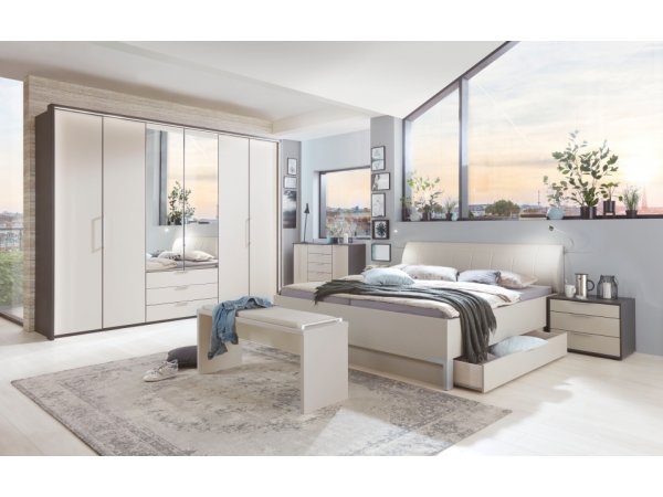 Moderní ložnice GLASGOW grafit / sklo šedý mat 2