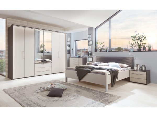 Moderní ložnice GLASGOW grafit / sklo šedý mat