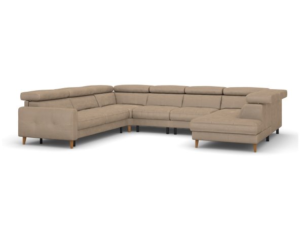 Kožená rohová sedací souprava do U GORDON s rozkladem pro každodenní spaní