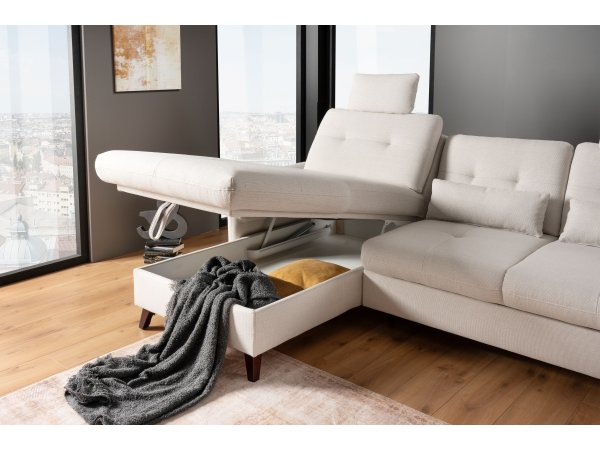 Rohová sedací souprava s nastavitelnou hloubkou sedáku HEDEN