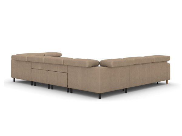 Kožená rohová sedací souprava do U GORDON s rozkladem pro každodenní spaní