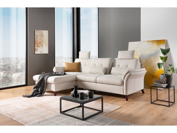 Rohová sedací souprava s nastavitelnou hloubkou sedáku HEDEN