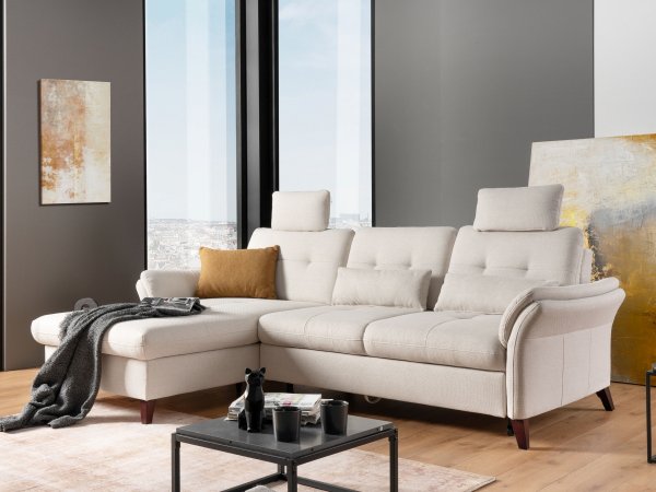 Rohová sedací souprava s nastavitelnou hloubkou sedáku HEDEN