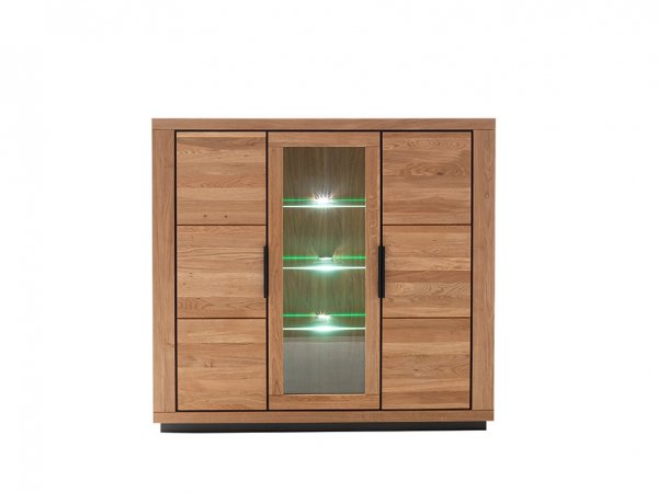 Komoda s vitrínou GRENO (typ 05) dub masiv divoký