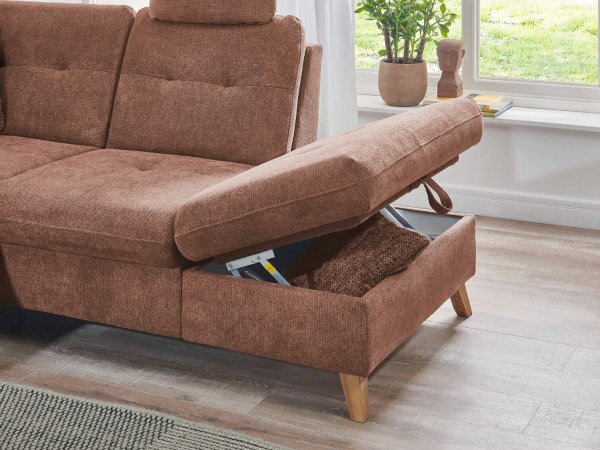 Rohová sedací souprava do tvaru U s nastavitelnou hloubkou sedáku HEDEN