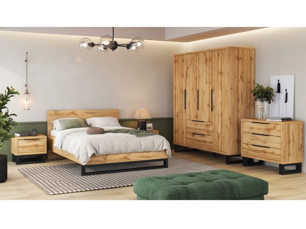 Šatní skříň HALLE S typ 20 dub Wotan/černý