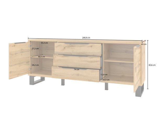 Komoda do obývacího pokoje HALLE typ 25 dub wotana