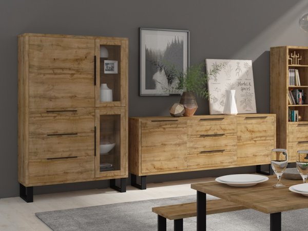 Vitrína do obývacího pokoje HALLE typ 13 dub wotana