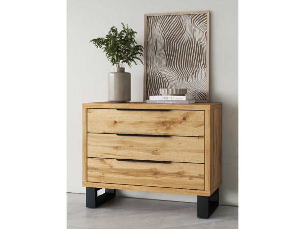 Komoda HALLE S dub Wotan/černý