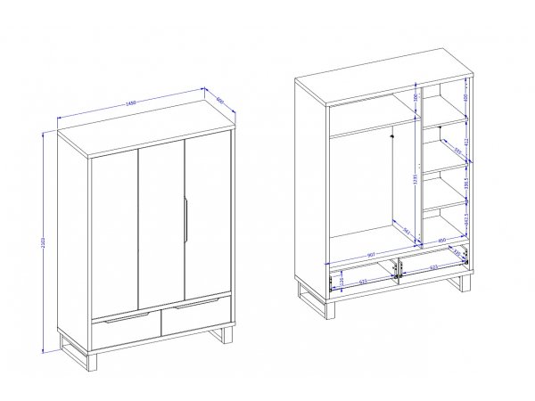 Šatní skříň HALLE S dub Wotan/černý