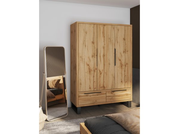 Šatní skříň HALLE S dub Wotan/černý