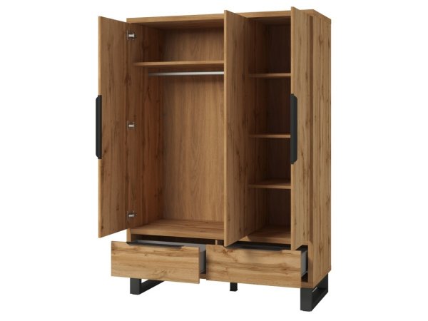 Šatní skříň HALLE S dub Wotan/černý